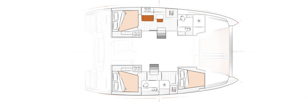 Excess 12 Catamaran 3 cabin owners layout