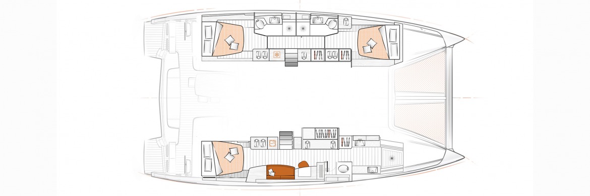 Excess 15 Catamaran 3 cabin owners layout