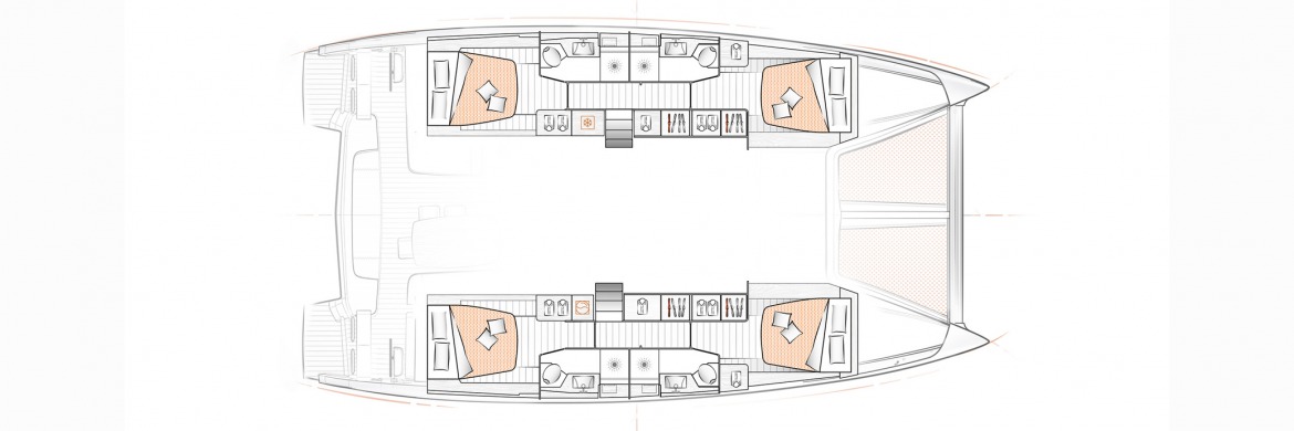 Excess 15 Catamaran 4 cabin layout