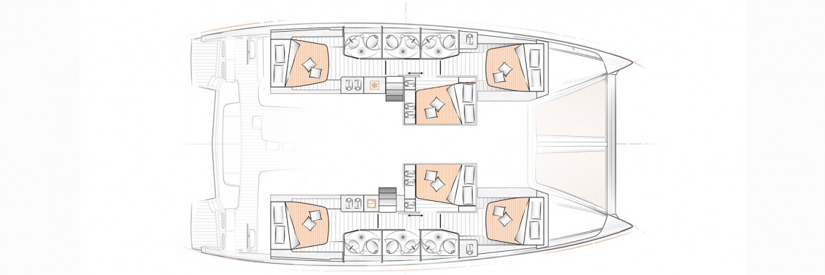 Excess 15 Catamaran 6 cabin layout