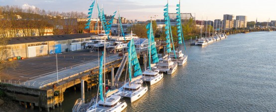 Lagoon EIGHTY 3 motor yacht launch at Bordeaux shipyard France