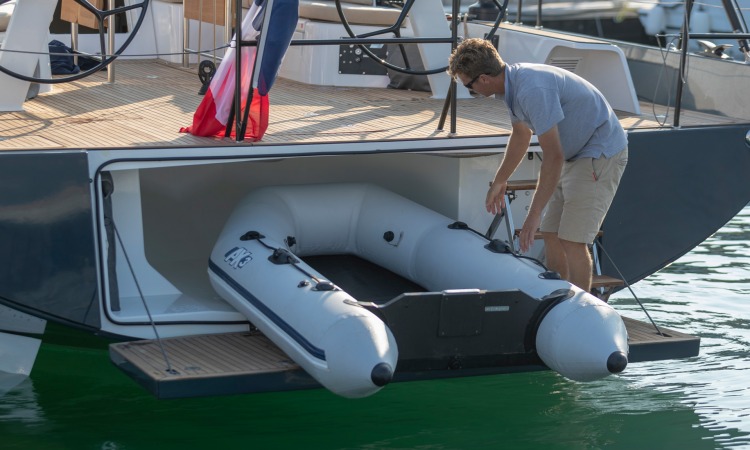 Beneteau First Yacht transom tender garage