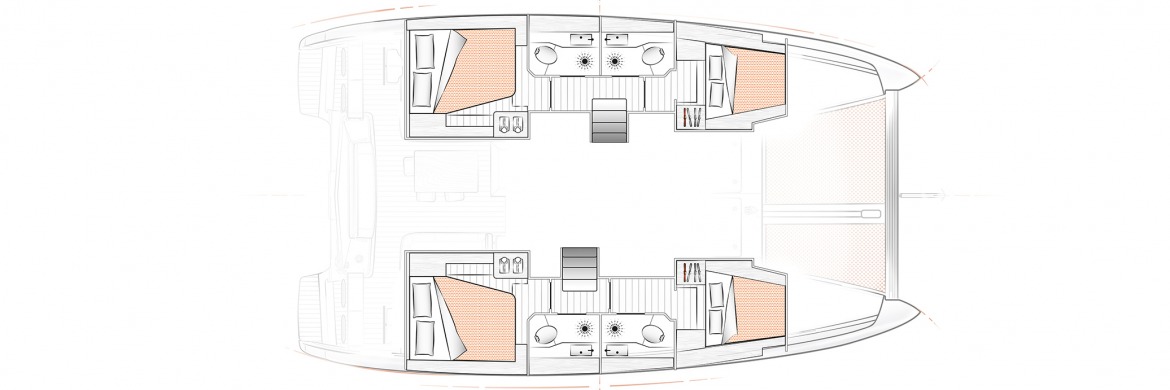 Excess 12 Catamran Layout 4 cabin 4 head