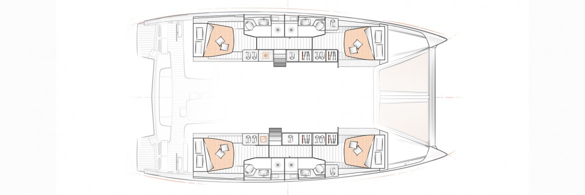 Excess 15 Catamaran 4 cabin layout