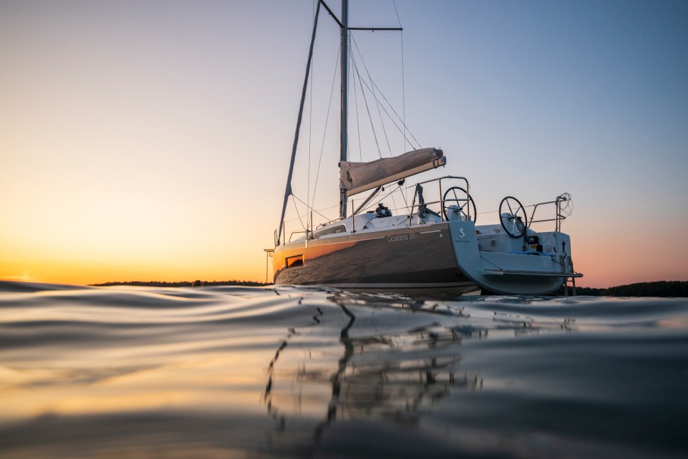 Oceanis 30.1 Beneteau enchored sunset JPG